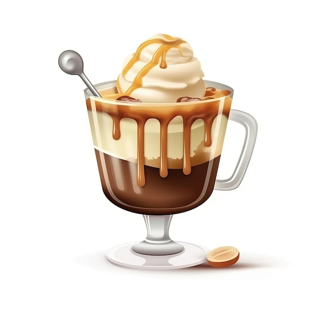 Vecteur affogato vectoriel 3d sur fond blanc