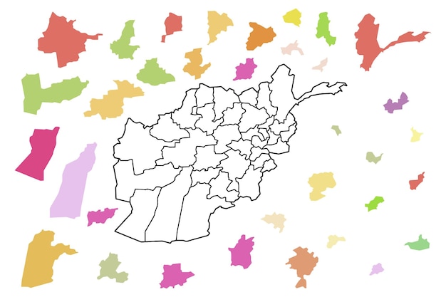 Vecteur afghanistan national et 34 provinces élément de conception thématique vecteur