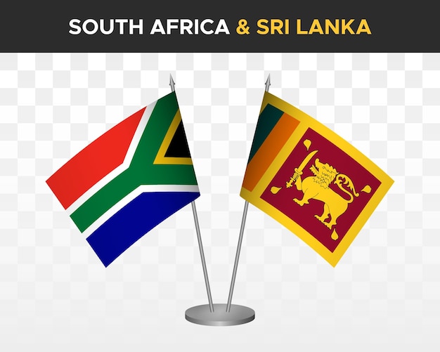 Afrique Du Sud Vs Sri Lanka Drapeaux De Bureau Mockup Isolé 3d Vector Illustration Drapeaux De Table
