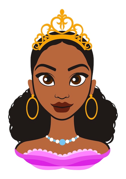 Vecteur afro fille noire princesse