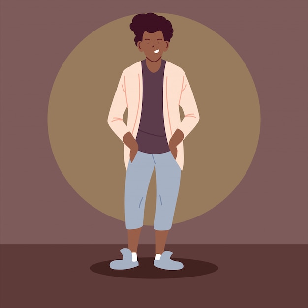 Afro homme portant des vêtements décontractés