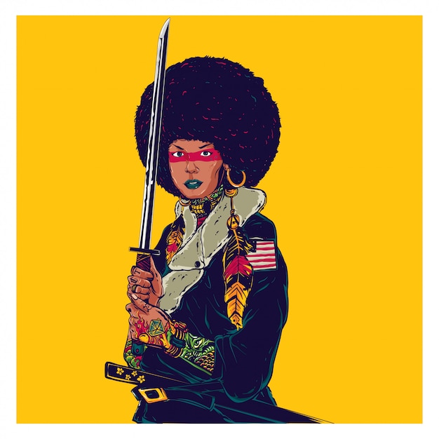 Vecteur afro samouraï fille