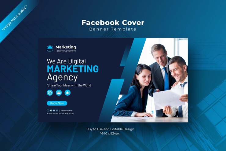Vecteur agence de marketing numérique et bannière de médias sociaux d'entreprise couverture facebook d'entreprise