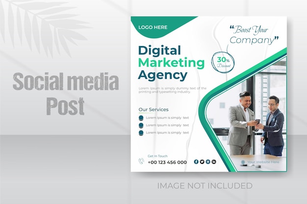 Vecteur agence de marketing numérique et bannière de modèle de publication sur les médias sociaux instragram d'entreprise