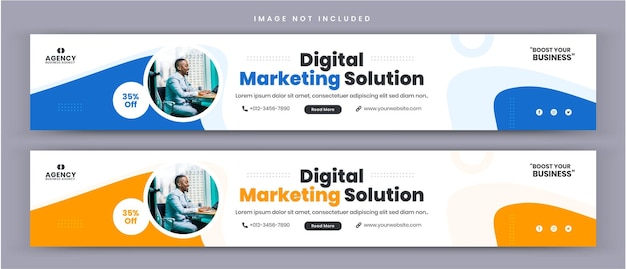 Agence de solutions de marketing numérique et entreprise d'entreprise LinkedIn Cover social media post Banner