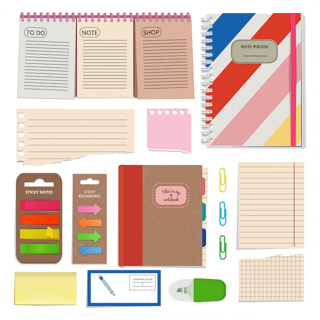 Agenda, papier vierge, bloc-notes et autres outils de l&#39;organisateur