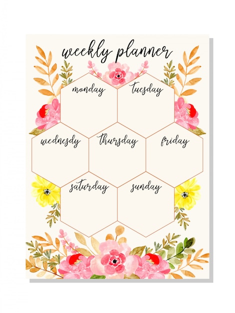 Agenda Rose Avec Aquarelle Florale