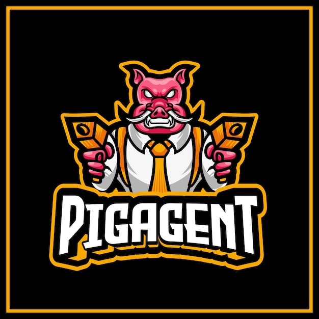 Agent De Cochon Avec Mascotte De Logo Gun Esport Gaming