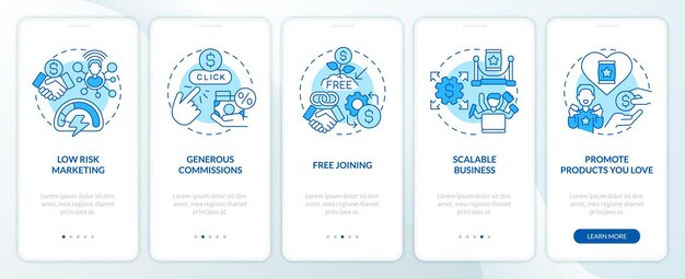 L'agent de commercialisation affilié bénéficie de l'écran bleu de l'application mobile d'intégration