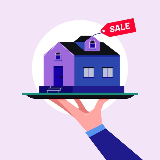 Vecteur agent immobilier concept vente propriété