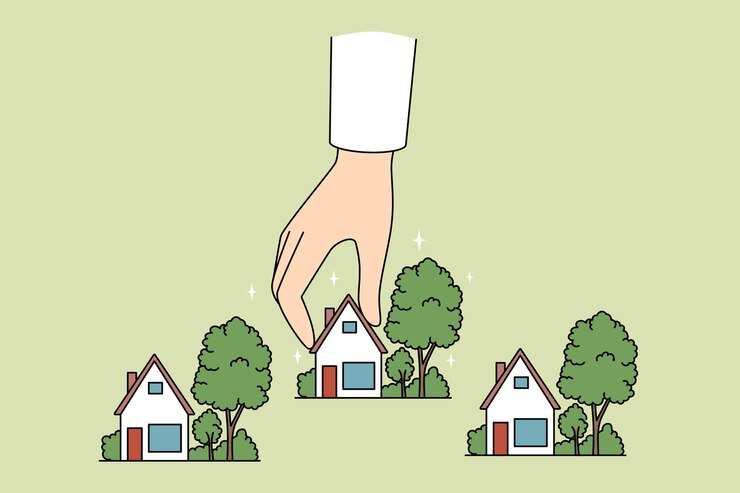 Agent immobilier travaillant avec des miniatures de maisons