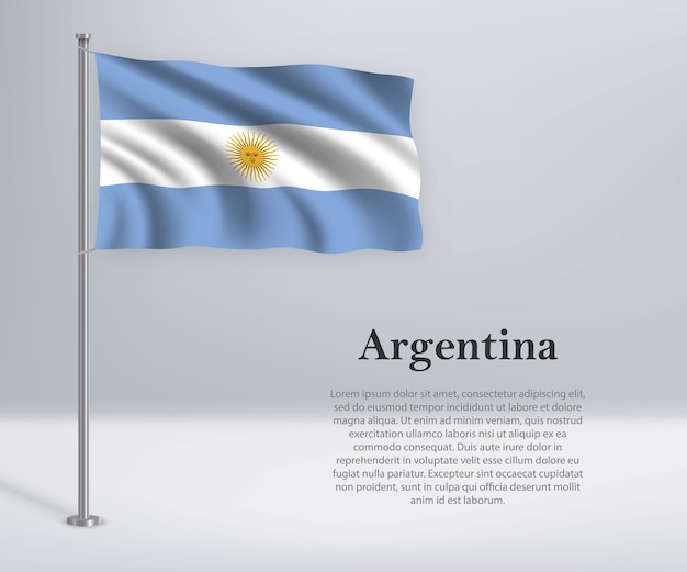 Agitant Le Drapeau De L'argentine Sur Mât