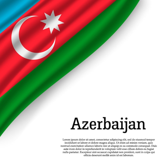 Agitant Le Drapeau De L'azerbaïdjan Sur Blanc