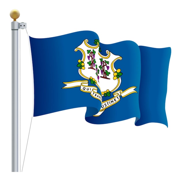 Agitant Le Drapeau Du Connecticut Isolé Sur Une Illustration Vectorielle De Fond Blanc