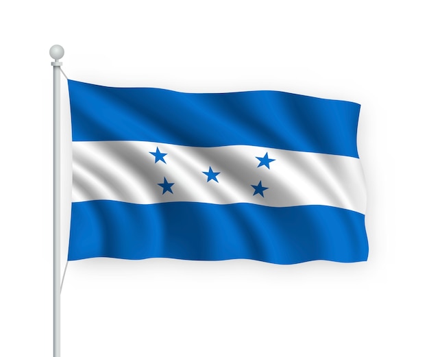 Vecteur agitant le drapeau du honduras sur mât isolé sur blanc