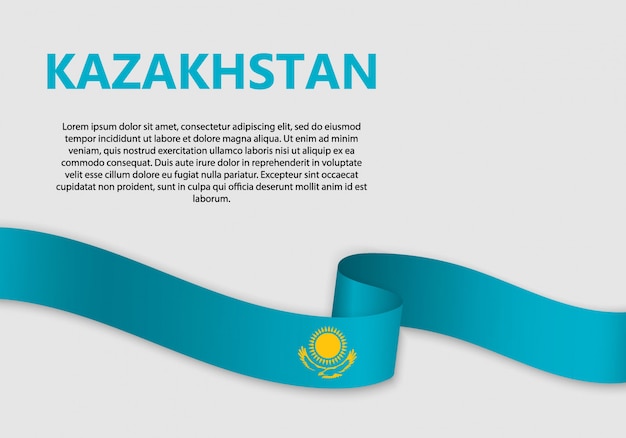 Agitant Le Drapeau Du Kazakhstan