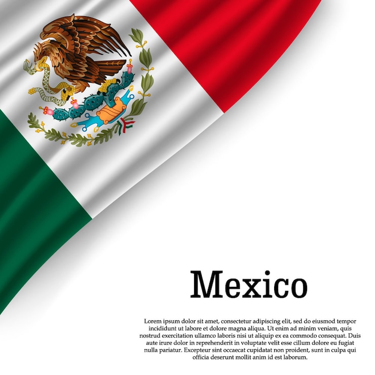 Vecteur agitant le drapeau du mexique sur blanc