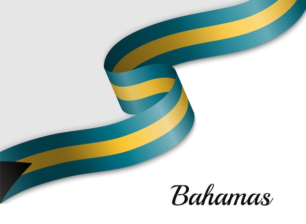 Agitant Le Drapeau Du Ruban Des Bahamas