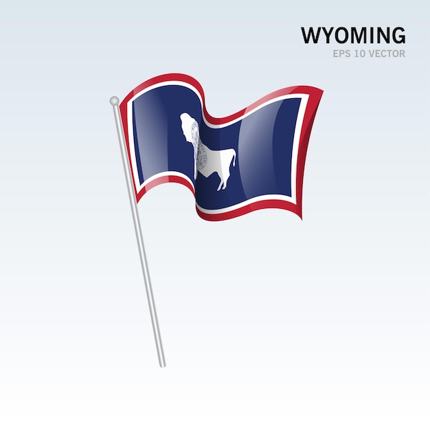 Agitant Le Drapeau De L'état Du Wyoming Aux états-unis D'amérique Sur Fond Gris