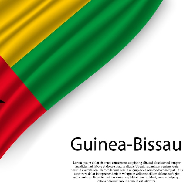 Agitant le drapeau de la Guinée-Bissau sur blanc