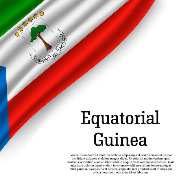 Agitant Le Drapeau De La Guinée équatoriale Sur Blanc