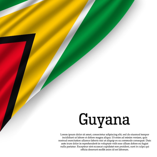 Agitant le drapeau de la Guyane sur blanc