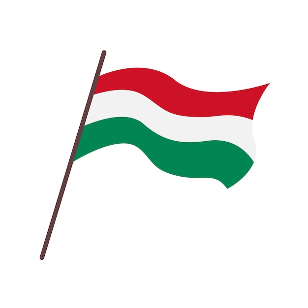 Agitant le drapeau de la Hongrie pays drapeau tricolore hongrois isolé Vector illustration plate