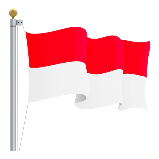 Agitant le drapeau de l'Indonésie isolé sur une illustration vectorielle de fond blanc