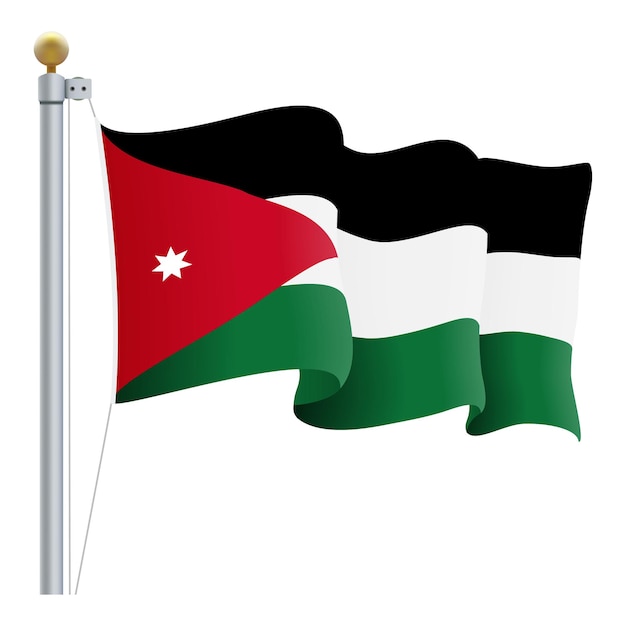 Agitant le drapeau de la Jordanie isolé sur une illustration vectorielle de fond blanc