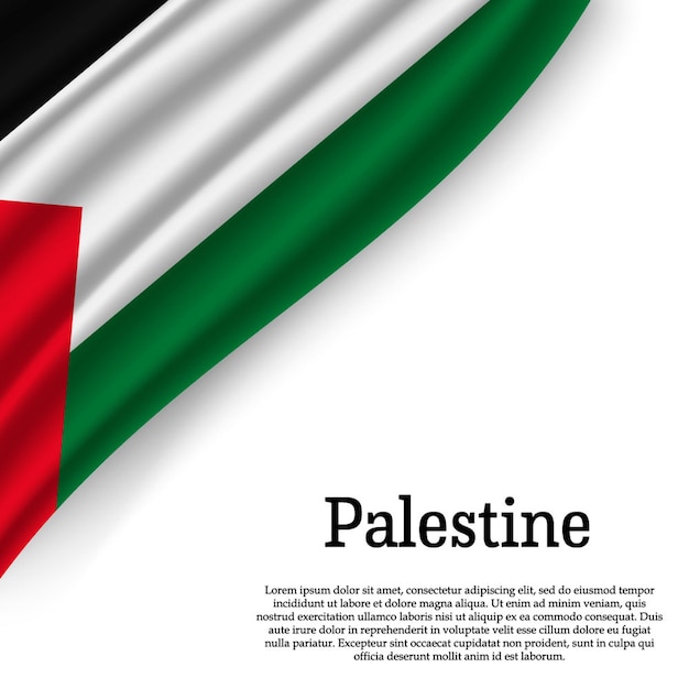 Agitant le drapeau de la Palestine sur blanc