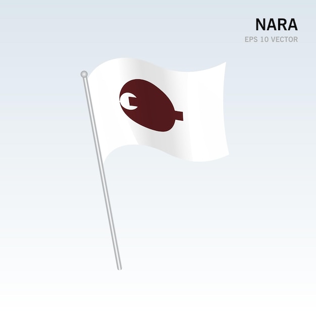 Vecteur agitant le drapeau des préfectures de nara au japon isolé sur fond gris