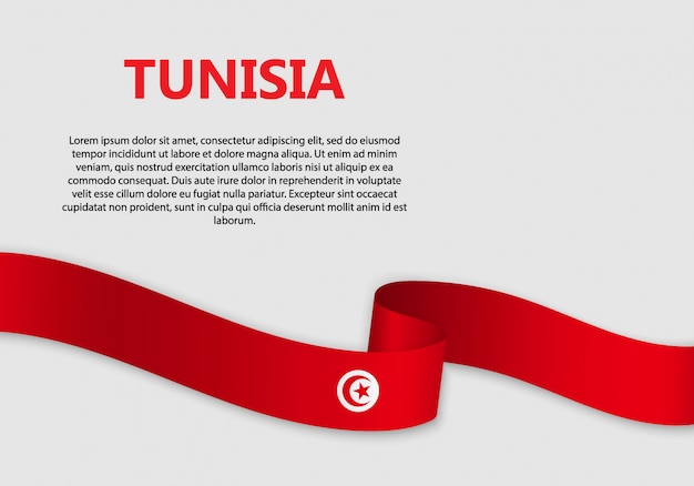 Agitant le drapeau de la Tunisie