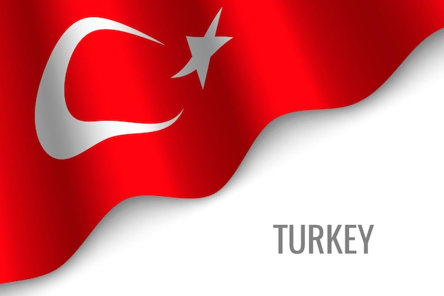 Vecteur agitant le drapeau de la turquie