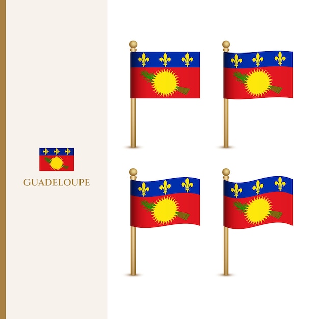 Agitant Des Drapeaux De La Guadeloupe Illustration Vectorielle 3d Drapeau De La Guadeloupe