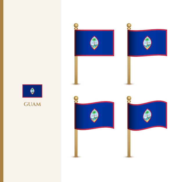 Agitant Des Drapeaux De Guam Illustration Vectorielle 3d Drapeau De Guam