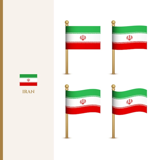 Agitant Des Drapeaux Iraniens Illustration Vectorielle 3d Drapeau De L'iran