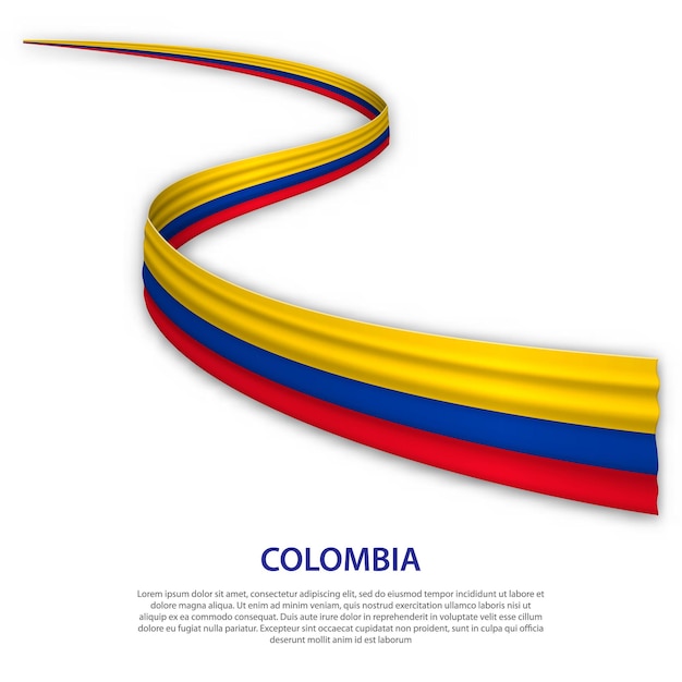 Agitant Un Ruban Ou Une Bannière Avec Le Drapeau De La Colombie