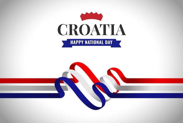 Agitant un ruban ou une bannière avec le drapeau de la Croatie Modèle pour la conception d'affiches de la fête de l'indépendance