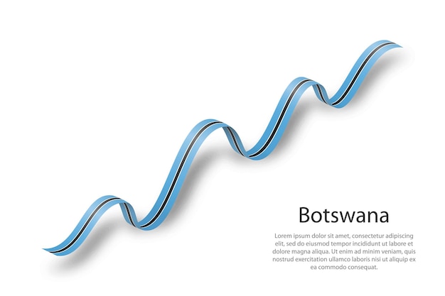 Agitant Un Ruban Ou Une Bannière Avec Le Drapeau Du Botswana