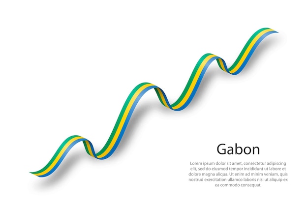 Agitant un ruban ou une bannière avec le drapeau du Gabon