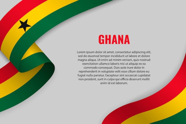 Agitant Un Ruban Ou Une Bannière Avec Le Drapeau Du Ghana