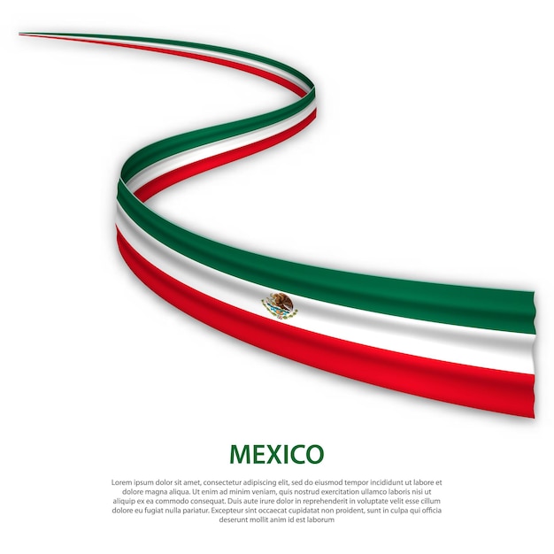 Agitant Un Ruban Ou Une Bannière Avec Le Drapeau Du Mexique