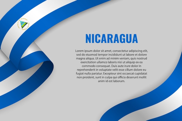 Agitant Un Ruban Ou Une Bannière Avec Le Drapeau Du Nicaragua