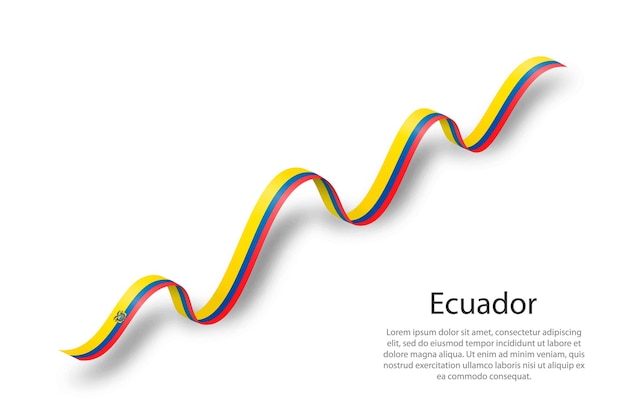 Agitant Un Ruban Ou Une Bannière Avec Le Drapeau De L'équateur