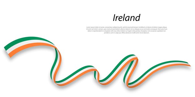 Agitant Un Ruban Ou Une Bannière Avec Le Drapeau De L'irlande