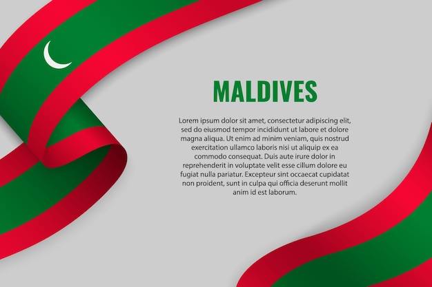 Agitant Un Ruban Ou Une Bannière Avec Le Drapeau Des Maldives