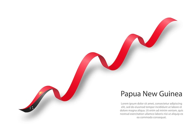 Agitant Un Ruban Ou Une Bannière Avec Le Drapeau De La Papouasie-nouvelle-guinée