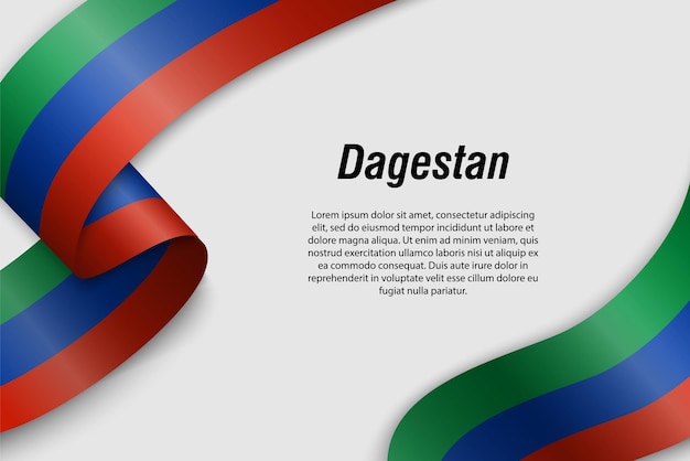 Agitant Un Ruban Ou Une Bannière Avec Le Drapeau De La Région Du Daghestan En Russie Modèle Pour La Conception D'affiches