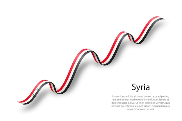 Agitant Un Ruban Ou Une Bannière Avec Le Drapeau De La Syrie