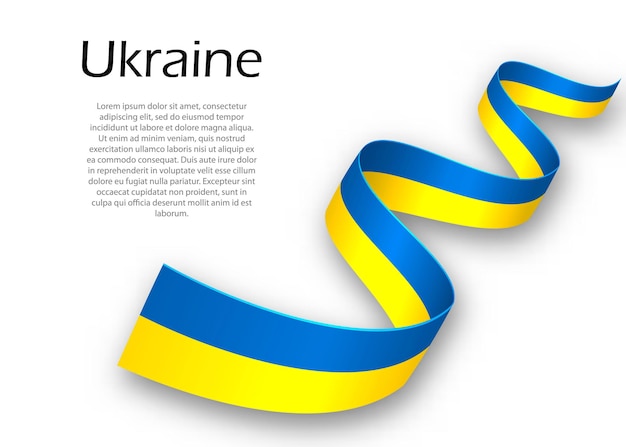 Agitant Un Ruban Ou Une Bannière Avec Le Drapeau De L'ukraine. Modèle Pour La Conception D'affiches De La Fête De L'indépendance